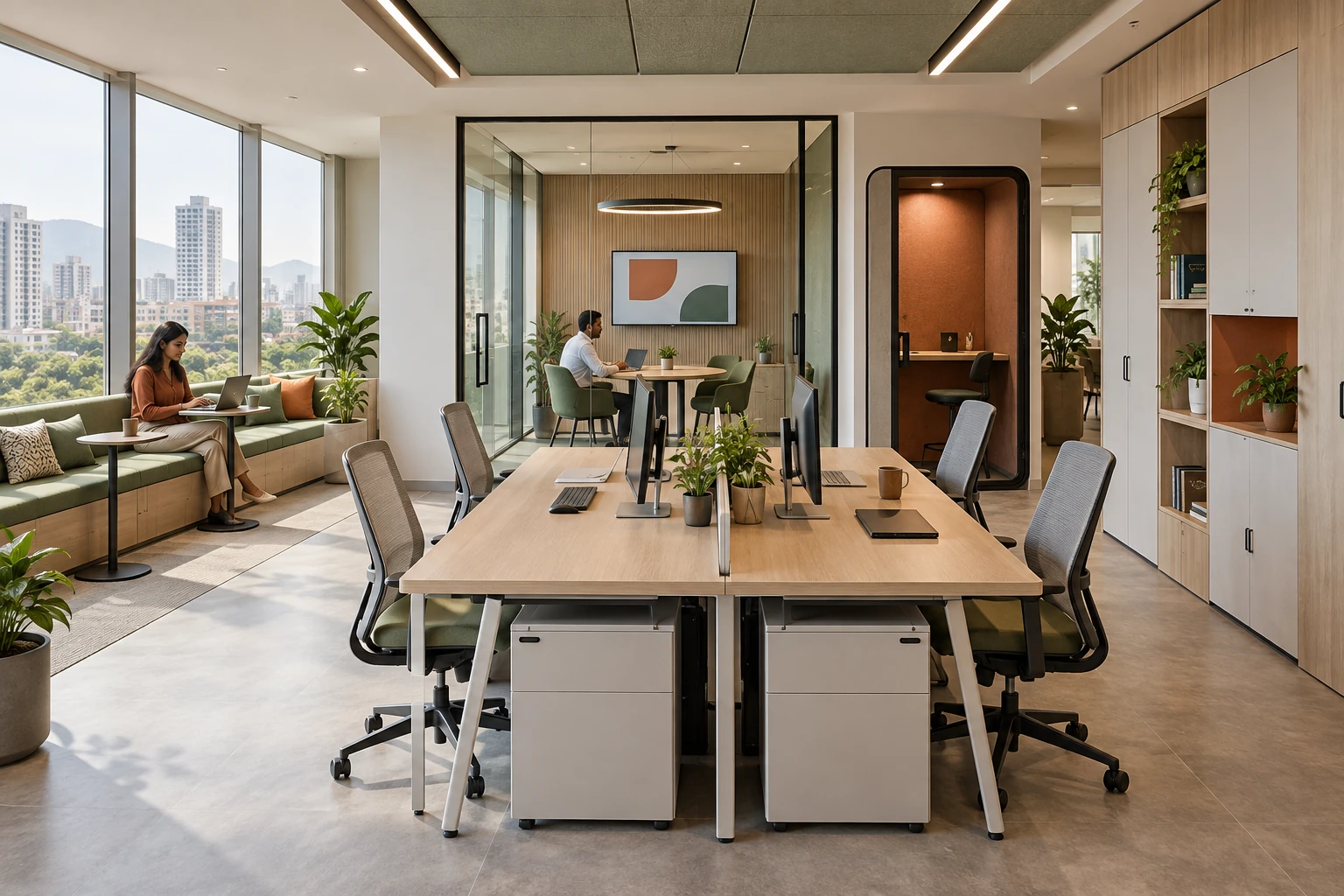 Hybrid office interior design in Thane with smart space planning